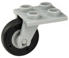 Aircraft Plate, Modified 2 x 2 Thin with Plane Single Wheel Holder and Light Bluish Gray Wheel with Fixed Black Tire (2415 / 65630c01)