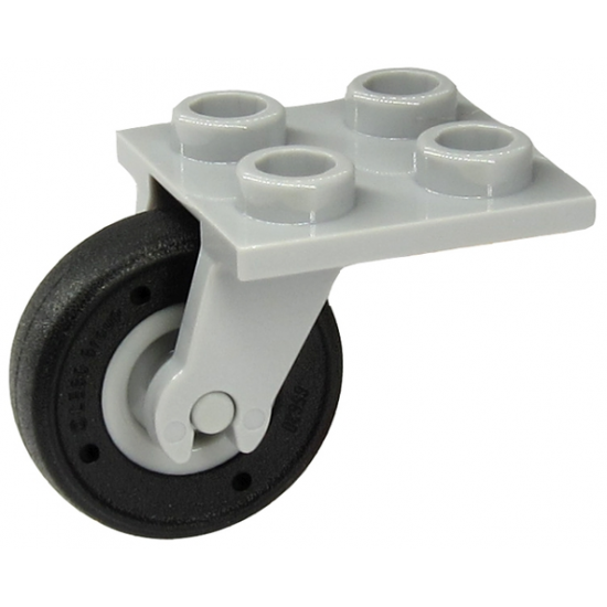 Aircraft Plate, Modified 2 x 2 Thin with Plane Single Wheel Holder and Light Bluish Gray Wheel with Fixed Black Tire (2415 / 65630c01)