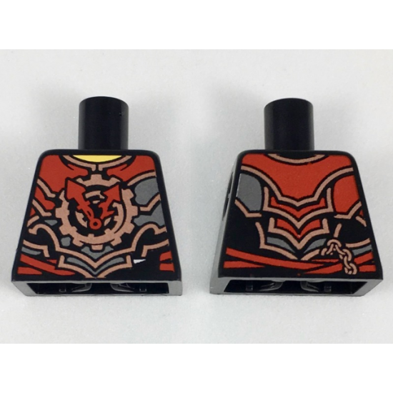 Torso Ninjago Dark Red, Silver and Copper Armor with Clock Pattern