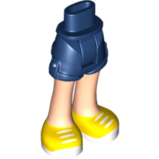 Mini Doll, Legs with Hips and Shorts, Light Nougat Legs and White Laces on Yellow and White Shoes Pattern