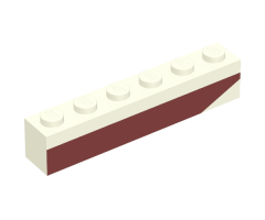 Brick 1 x 6 with Dark Red Bottom Stripe Inverted Slope at Right End Pattern - Set 611-2
