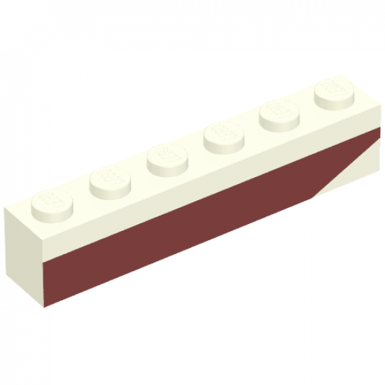 Brick 1 x 6 with Dark Red Bottom Stripe Inverted Slope at Right End Pattern - Set 611-2
