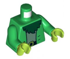Torso SpongeBob Jacket with Two Buttons over Light Blue Shirt and Dark Green Beard Pattern / Green Arms / Lime Hands
