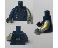 Torso Jacket with Silver Trim Pattern / Flat Silver Arm Left with Gold Circuitry Pattern / Dark Blue Arm Right / Dark Bluish Gray Hand / Black Hand