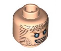 Minifigure, Head Dual Sided HP Werewolf Fur with Pointed Teeth / Closed Mouth Grim Pattern - Blocked Open Stud