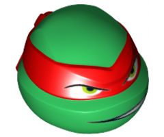 Minifigure, Head, Modified Ninja Turtle with Red Mask and Teeth Showing on One Side Pattern (Raphael)