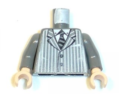 Torso Suit Pinstripe Jacket and Striped Tie Pattern / Dark Bluish Gray Arms / Light Nougat Hands