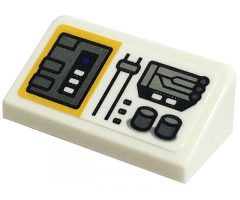 Slope 30 1 x 2 x 2/3 with Yellow and White Control Panel Pattern (Sticker) - Set 75290