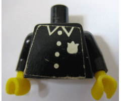 Torso Police with Badge and 4 Buttons Pattern (Sticker) / Black Arms / Yellow Hands