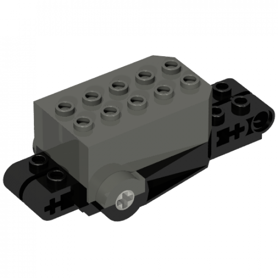 Motor, Non-Electric Pullback 9 x 4 x 2 1/3 with Black Base, White Axle Holes, Studs on Front Top Surface