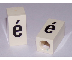 Tile, Modified 1 x 2 x 5/6 with Stud Hole in End and Black 'é' Lower Case Pattern