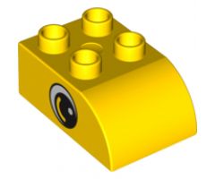 Duplo, Brick 2 x 3 with Curved Top and Black and White Eye Pattern on Both Sides