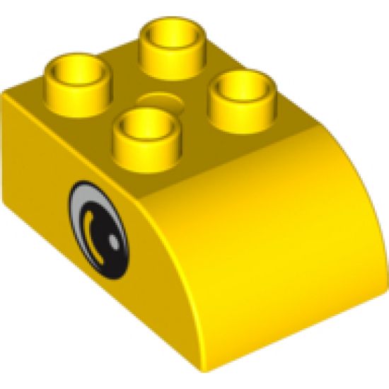Duplo, Brick 2 x 3 with Curved Top and Black and White Eye Pattern on Both Sides
