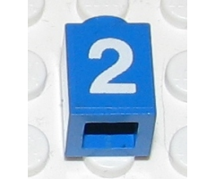 Brick 1 x 1 with White '2' Pattern (Sticker) - Set 7710