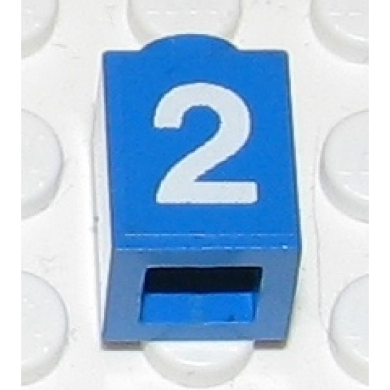 Brick 1 x 1 with White '2' Pattern (Sticker) - Set 7710