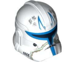 Minifigure, Headgear Helmet SW Clone Trooper with Captain Rex Blue and Tan Markings and Killed Enemies Count Pattern