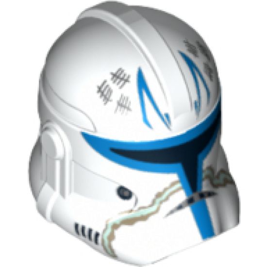 Minifigure, Headgear Helmet SW Clone Trooper with Captain Rex Blue and Tan Markings and Killed Enemies Count Pattern