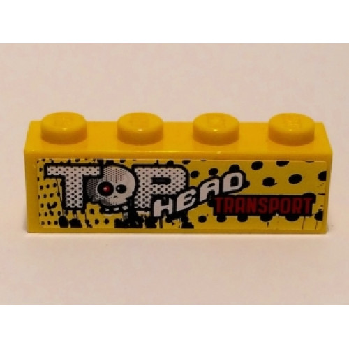 Brick 1 x 4 with 'TOP HEAD TRANSPORT' Pattern (Sticker) - Set 9093