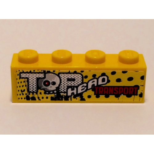 Brick 1 x 4 with 'TOP HEAD TRANSPORT' Pattern (Sticker) - Set 9093