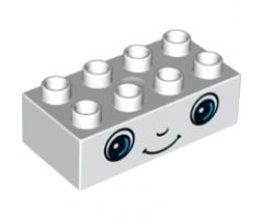 Duplo, Brick 2 x 4 with Eyes, Nose and Smile Face Pattern