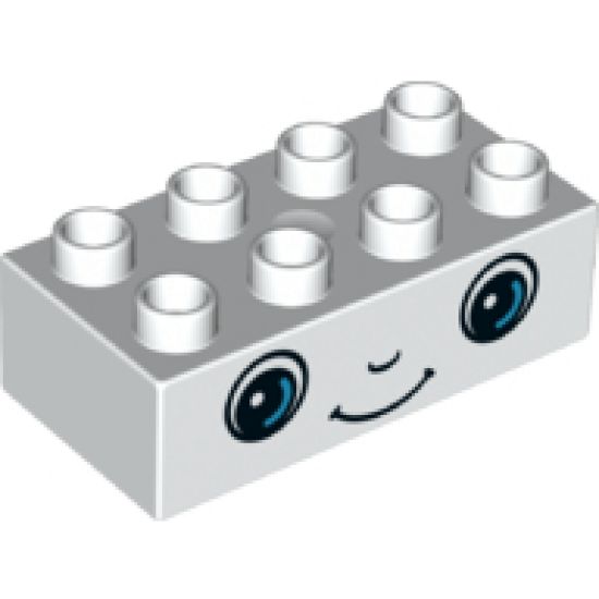 Duplo, Brick 2 x 4 with Eyes, Nose and Smile Face Pattern