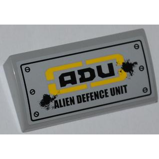 Slope, Curved 2 x 4 x 2/3 with Bottom Tubes with 'ADU ALIEN DEFENCE UNIT' Pattern (Sticker) - Set 7066