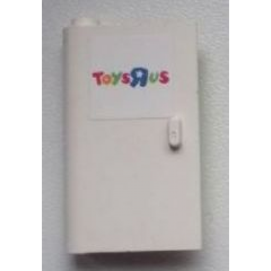 Door 1 x 3 x 4 Left - Open Between Top and Bottom Hinge with 'TOYS R US' on White Background Pattern (Sticker) - Set 7848