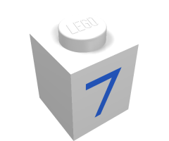 Brick 1 x 1 with Blue '7' Pattern