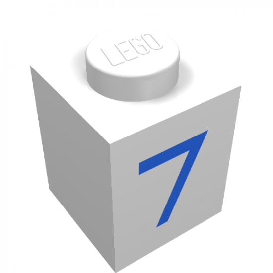 Brick 1 x 1 with Blue '7' Pattern