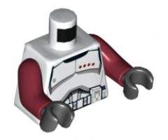 Torso SW Armor Clone Trooper Captain Black Belt and Four Dark Red Stars Pattern / Dark Red Arms / Black Hands