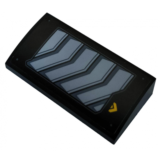 Slope, Curved 2 x 4 x 2/3 with Bottom Tubes with Vents and Yellow Arrow Pattern Model Right Side (Sticker) - Set 76160