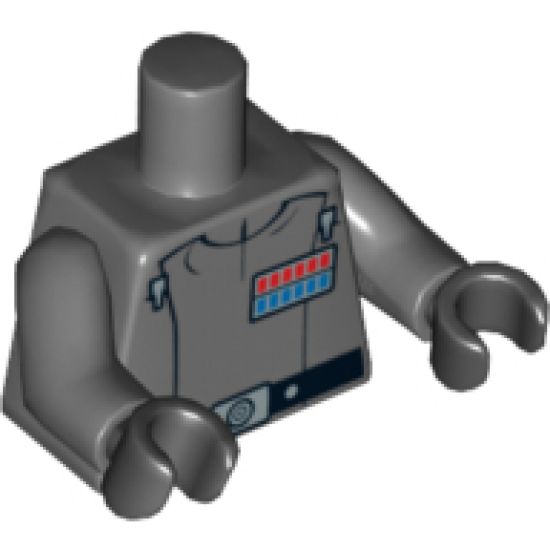 Torso SW Imperial Officer 4 (Admiral Piett) Pattern / Dark Bluish Gray Arms / Black Hands