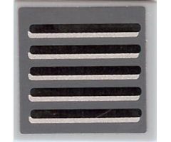 Tile 2 x 2 with Black and Silver Grille on Dark Bluish Gray Background Pattern (Sticker) - Set 7661