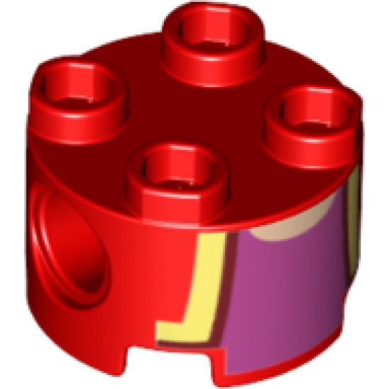 Brick, Round 2 x 2 with Pin Holes with Gold Lapels and Magenta Undershirt Pattern
