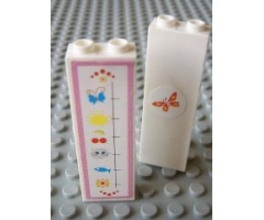 Brick 1 x 2 x 5 with Growth Chart and Butterfly Pattern (Stickers) - Set 7586