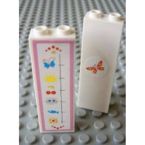 Brick 1 x 2 x 5 with Growth Chart and Butterfly Pattern (Stickers) - Set 7586
