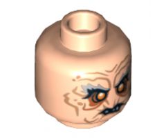 Minifigure, Head LotR Gray Eyebrows, Orange Eyes, Dark Orange Facial Lines, Broken Teeth Pattern - Hollow Stud