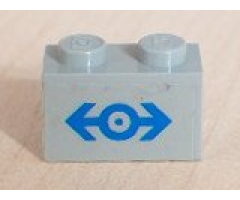 Brick 1 x 2 with Train Logo Blue Medium Pattern (Sticker) - Sets 4547 / 10002
