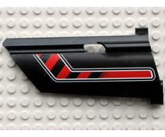 Technic, Panel Fairing #21 Large Long, Small Hole, Side B with Red / Black Diagonal Stripe Bent Pattern (Sticker) - Set 8285