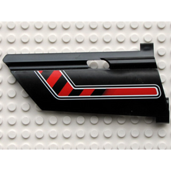 Technic, Panel Fairing #21 Large Long, Small Hole, Side B with Red / Black Diagonal Stripe Bent Pattern (Sticker) - Set 8285