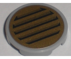 Tile, Round 2 x 2 with Black Vent on Gold Background Pattern (Sticker) - Set 5984