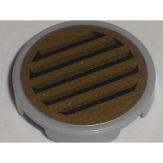Tile, Round 2 x 2 with Black Vent on Gold Background Pattern (Sticker) - Set 5984