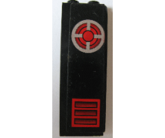 Brick 1 x 2 x 5 with Red Vent and Silver Circle with Red and Black Pattern (Sticker) - Set 6776
