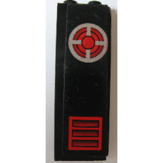Brick 1 x 2 x 5 with Red Vent and Silver Circle with Red and Black Pattern (Sticker) - Set 6776