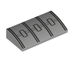 Slope, Curved 2 x 4 x 2/3 with Bottom Tubes with Black Lines and 3 Hatches Pattern