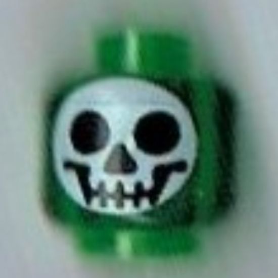 Minifigure, Head Round Black on White Skull Pattern (Witch's Bottle) - Blocked Open Stud