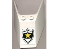 Windscreen 6 x 4 x 1 1/3 with Bottom Tabs and Hollow Studs with Police Yellow Star Badge Pattern (Sticker) - Set 6545