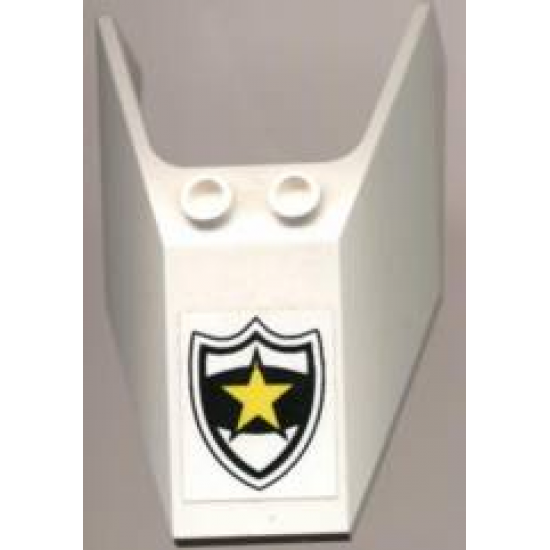 Windscreen 6 x 4 x 1 1/3 with Bottom Tabs and Hollow Studs with Police Yellow Star Badge Pattern (Sticker) - Set 6545