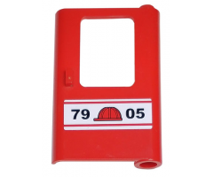 Door 1 x 4 x 5 Train Right with Red Construction Helmet and '7905' Pattern (Sticker) - Set 7905