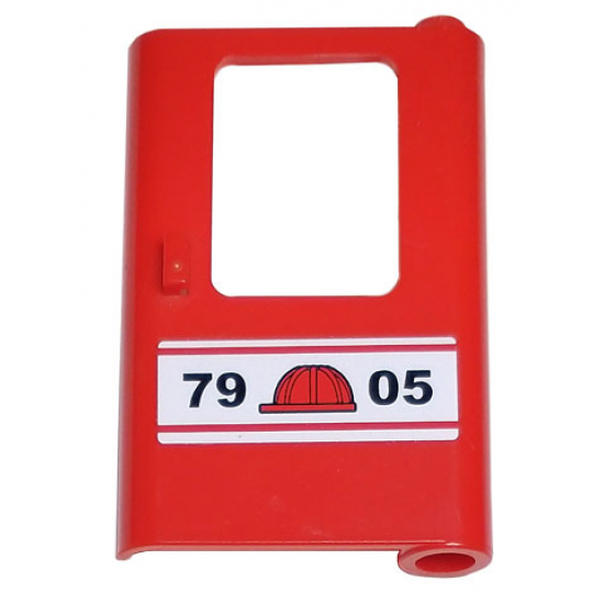 Door 1 x 4 x 5 Train Right with Red Construction Helmet and '7905' Pattern (Sticker) - Set 7905
